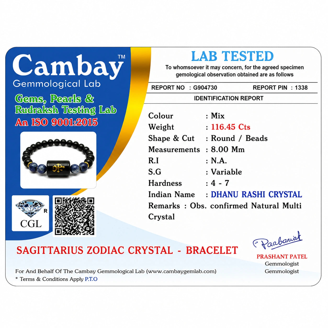 Sagittarius Zodiac Black Tourmaline & Lapis Lazuli Gemstone Bracelet | Natural Crystal Bracelet for Protection, Wisdom, Confidence & Positive Energy